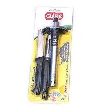 Glare Gas Lighter Slim Line Super wit Laser Knife and Peeler 3 Pcs GE-103