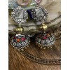 Oxidised dual tone mirror jhumki Party/Function for Women and Girls