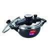Prestige Clip On Hard Anodized Aluminum Kadai Pressure Cooker with Glass Lid, 3.5-Liters
