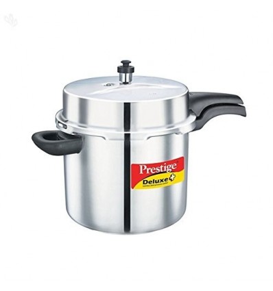 Prestige 10-Liter Deluxe Alpha Induction Base Stainless Steel Pressure Cooker, Small, Silver