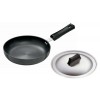 Hawkins Futura Hard Anodised Round Frying Pan With Lid, 22cm Black