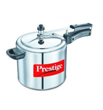Prestige PRNPC6.5 Nakshatra Plus 6.5-Liter Flat Base Aluminum Pressure Cooker for Gas and Induction Stove, Medium, Silver